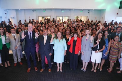 Dina Boluarte during a meeting for women in business on March 14, 2024.