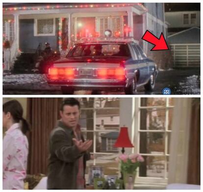Arriba, la casa de enfrente de la mansión de los McCallister en 'Solo en casa'. Abajo, las vistas del nuevo hogar de Chandler y Monica, que muestran la misma casa.