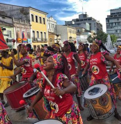 Bloco de mujeres celebrando la inauguración de la Casa do Carnaval el pasado febrero.