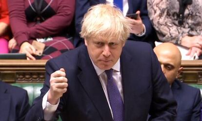 Boris Johnson, este viernes en la Cámara de los Comunes, en Londres.