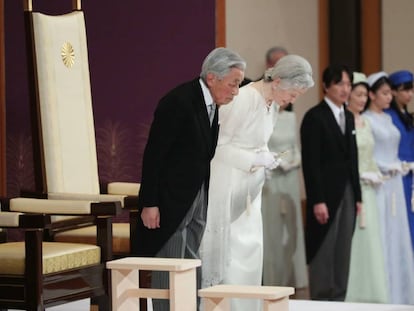 Ceremonia de abdicación, este martes en Tokio.