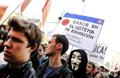 Manifestación de estudiantes que recorre el centro de Madrid.