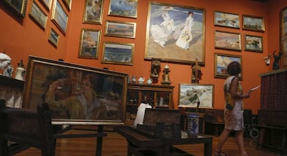 El estudio de Joaqu&iacute;n Sorolla, en su casa museo, con el &uacute;ltimo cuadro que pint&oacute;. 