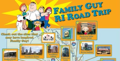 Mapa del 'tour' de 'Padre de Familia' por Providence.