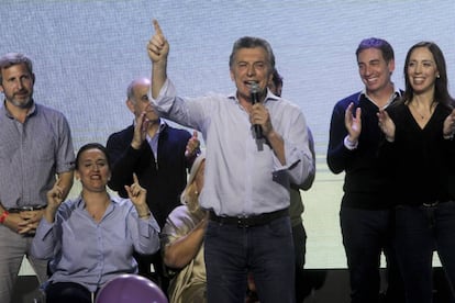 Mauricio Macri celebra el triunfo oficialista en las elecciones primarias del 13 de agosto.