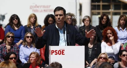 Pedro Sánchez, en un acte electoral a Alcorcón.