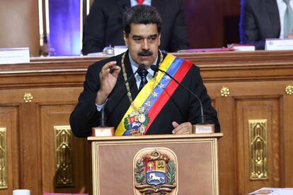 Nicolás Maduro, este lunes durante su intervención ante la Asamblea Nacional Constituyente.