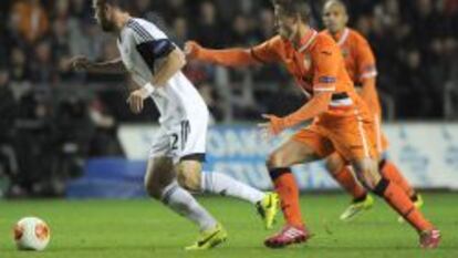 El Valencia CF, en un reciente partido de la Europa League.