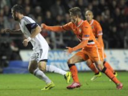 El Valencia CF, en un reciente partido de la Europa League.