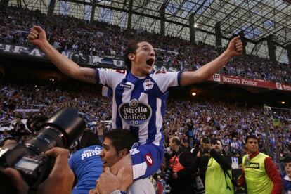 Depor midfielder Andr&eacute;s Guardado after sealing promotion last week.