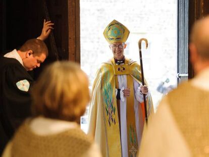 Justin Welby a su entrada a a la catedral de Canterbury, en el sur de Englaterra.