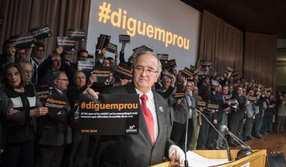 Josep Gonz&aacute;lez, presidente de Pimec, ayer en el acto reivindicativos de los peque&ntilde;os empresarios en Barcelona.