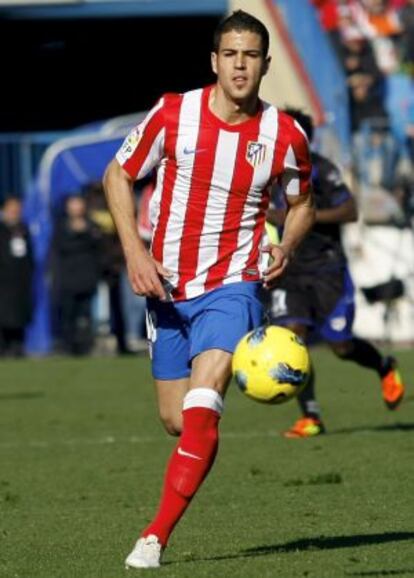 Domínguez, durante un partido con el Atlético de Madrid
