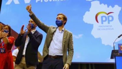 El presidente del Partido Popular, Pablo Casado, clausura el XV Congreso del PP de Valencia.