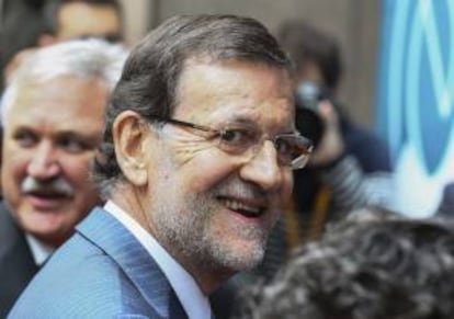 El presidente del Gobierno, Mariano Rajoy, a su llegada ayer a la cumbre europea en Bruselas.