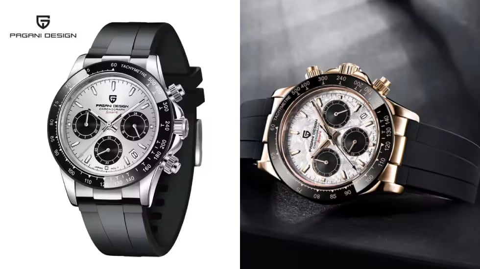 Reloj Pagani Design con movimiento de cuarzo de alta precisión.