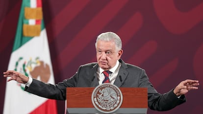 El presidente de México, Andrés Manuel López Obrador, durante su rueda de prensa matutina de este martes.