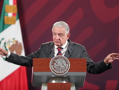 El presidente de México, Andrés Manuel López Obrador, durante su rueda de prensa matutina de este martes.