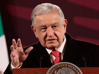 Andrés Manuel López Obrador durante su conferencia matutina de este viernes.