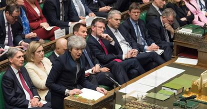 Theresa May el mi&eacute;rcoles en la sesi&oacute;n de la C&aacute;mara de los Comunes