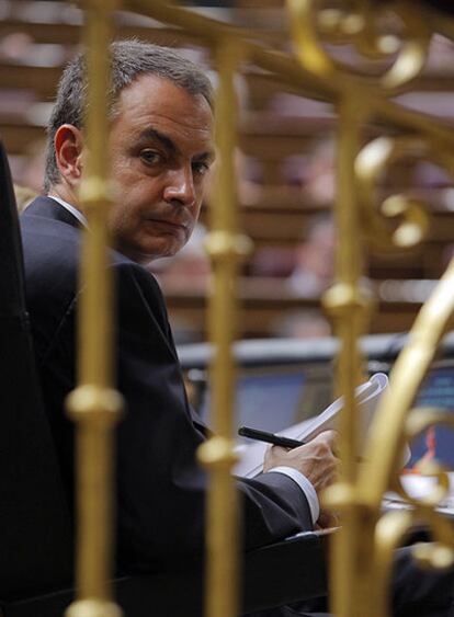 José Luis Rodríguez Zapatero, ayer en el Congreso.