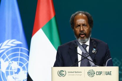 El presidente de Somalia, Hassan Sheikh Mohamud, durante la cumbre del clima en Dubái, el pasado 1 de diciembre.