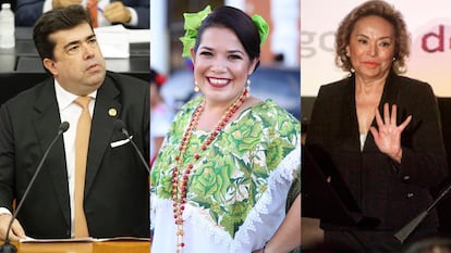 Pedro Haces Barba, Alejandrina Moreno y Elba Esther Gordillo, líderes de los tres partidos nuevos avalados por el Tribunal Electoral.