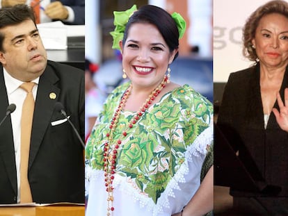 Pedro Haces Barba, Alejandrina Moreno y Elba Esther Gordillo, líderes de los tres partidos nuevos avalados por el Tribunal Electoral.