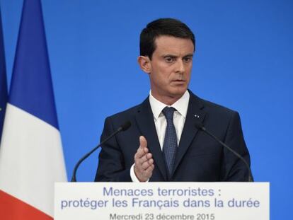 Manuel Valls en una rueda de prensa el 23 de diciembre en el palacio del El&iacute;seo en Par&iacute;s. 