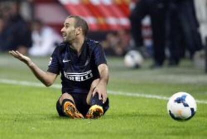 El jugador del Inter Rodrigo Palacio, en el último partido del equipo.