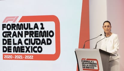 Claudia Sheinbaum, jefa de Gobierno de Ciudad de México, en una conferencia de prensa sobre la Fórmula 1 en México, en agosto de 2019.