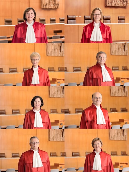 Los ocho magistrados del denominado Segundo Senado, responsable de las sentencias relacionadas con la Unión Europea.