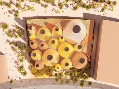 Vista aérea del proyecto del pabellón español para la Expo de Dubái de 2020.