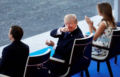 "Nuestras dos naciones están unidas, juntas, para siempre, en el espíritu de la revolución y de la lucha por la libertad", afirmó Donald Trump durante una conferencia de prensa conjunta con Macron en el palacio del Elíseo.