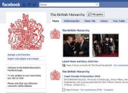 Detalle de la página de Facebook de la Monarquía Británica