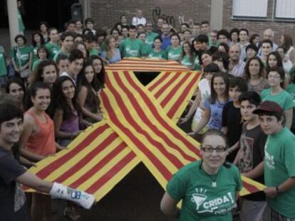 Tancament de professors i alumnes de l'IES Josep Sureda i Blanes, el 2013.