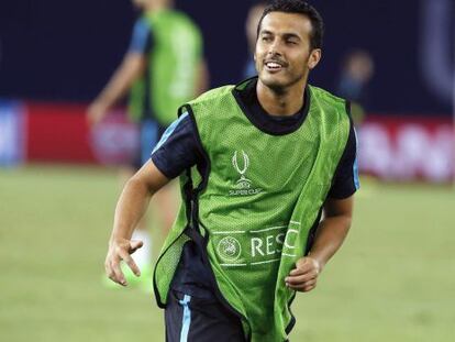 Pedro, en el entrenamiento previo al duelo de la Supercopa