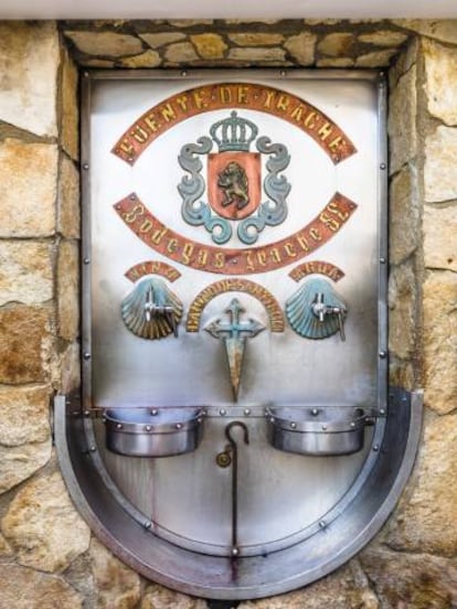 The Irache winery offers water and wine at a fountain near Ayegui, Navarre.