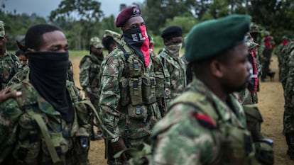 Guerrilleros del ELN engrasan sus armas, en Colombia.