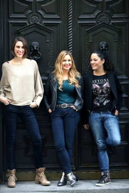 Sabrina Somalo, Belén Arjona y Alba Milanés, las integrantes de Bel and the Loonatics, esta semana en Madrid.