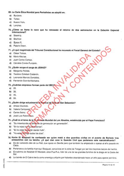 Prueba de las oposiciones de RTVE al puesto de informador canceladas.