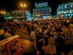 Vista general de la concentración en la Puerta del Sol contra las agresiones a las personas LGTBI, el pasado miércoles.