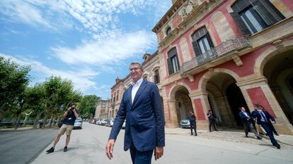 El líder del PP, Alberto Núñez Feijóo, este lunes en el Parlamento catalán.