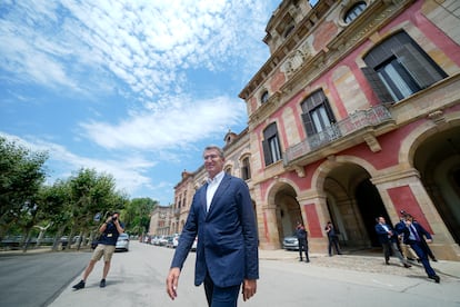 El líder del PP, Alberto Núñez Feijóo, este lunes en el Parlamento catalán.