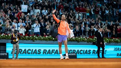 Nadal se despide de los aficionados de la Caja Mágica de Madrid.