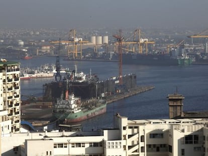 Panorámica del puerto de Dakar (Senegal)