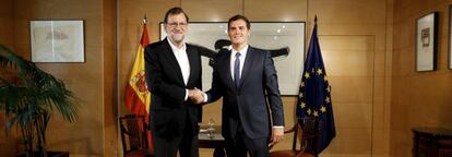 Mariano Rajoy y Albert Rivera, antes de su reuni&oacute;n del mi&eacute;rcoles. 
