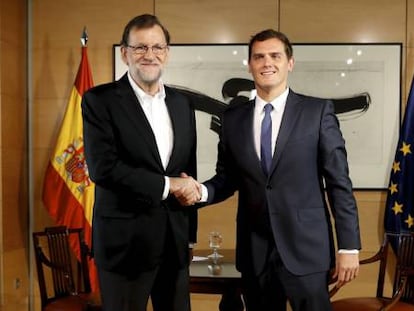 Mariano Rajoy and Albert Rivera last week.