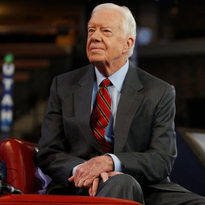 FILE PHOTO: Former U.S. president Jimmy Carter is seen at the 2008 Democratic National Convention in Denver, Colorado, U.S. August 26, 2008.  REUTERS/Chris Wattie/File Photo