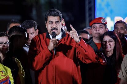 Maduro, durante la celebración de los resultados electorales.